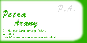 petra arany business card
